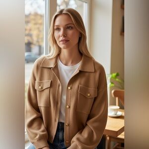 Ellen Tracy Open Front  Cropped Sweater Size L